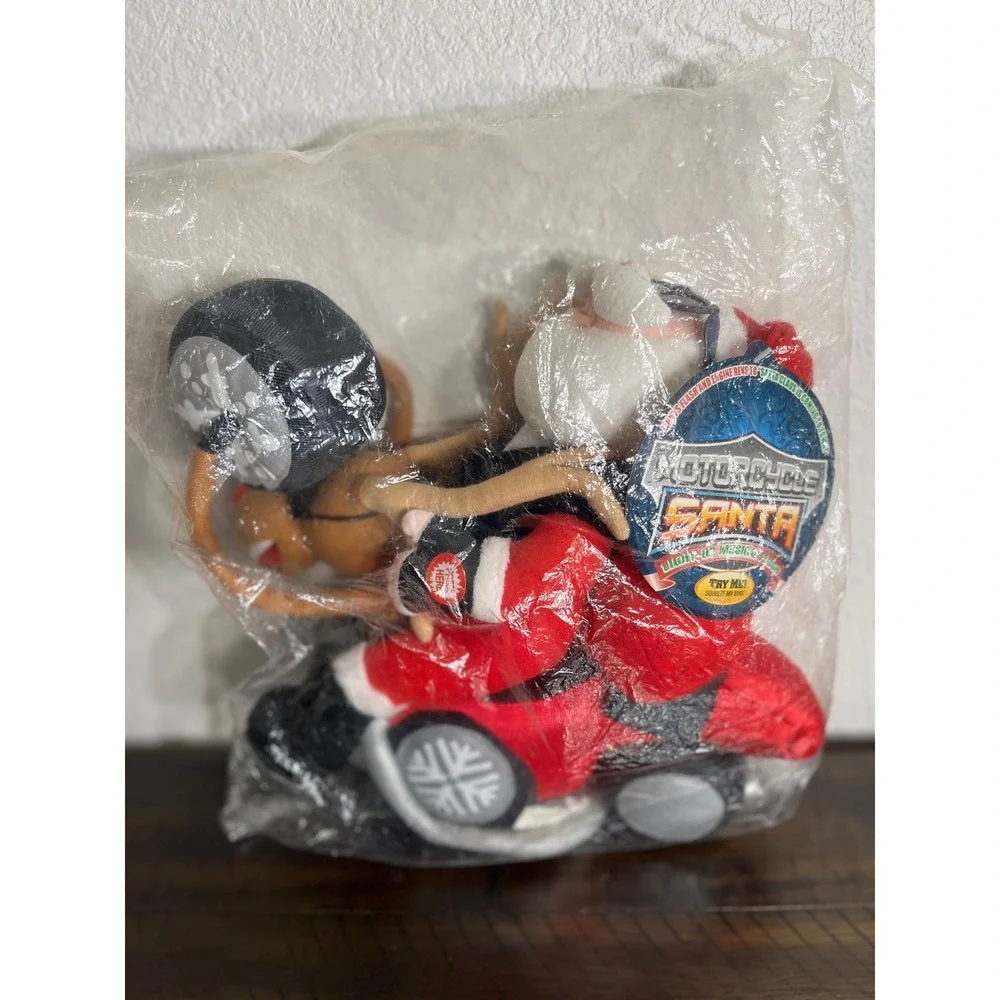 Motorcycle Santa Animated Plush Light Up Musical Reindeer Christmas New Sealed